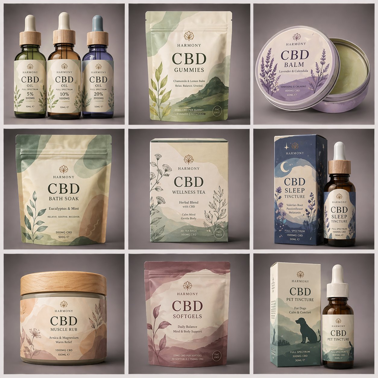 Harmony CBD Minimal Botanical Brand