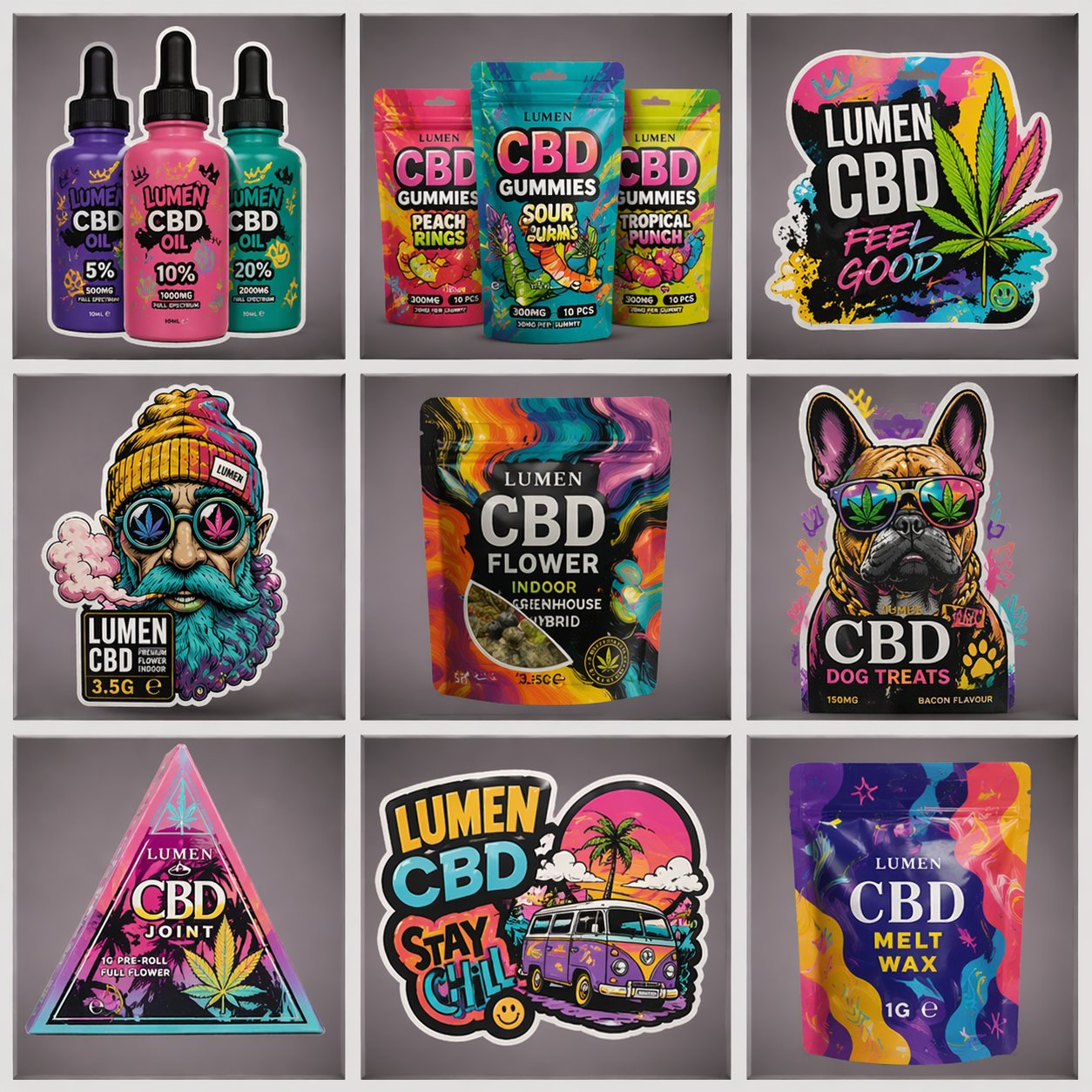 Lumen CBD Colorpop Sticker-Style Packaging