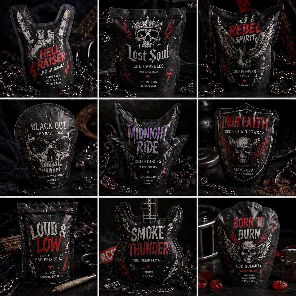 Rock & Metal CBD Pouches — Hell Raiser, Lost Soul