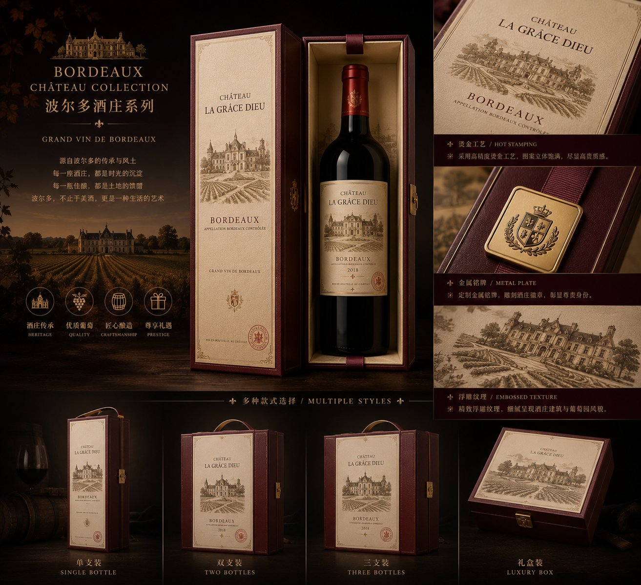Bordeaux Château Collection — Burgundy